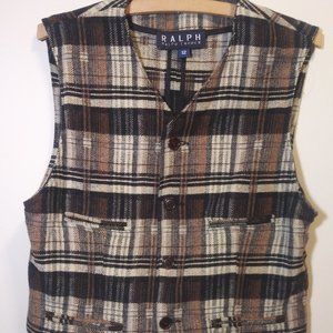 Vintage Blue Label Ralph Lauren Brown Plaid Vest